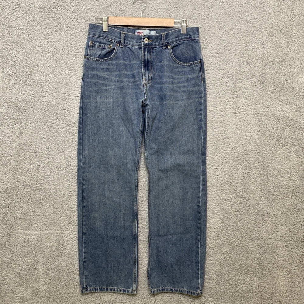 Levi's 505 Straight Jeans Men Blue Denim 20R 30x30 Mid-rise Med Wash Whiskered